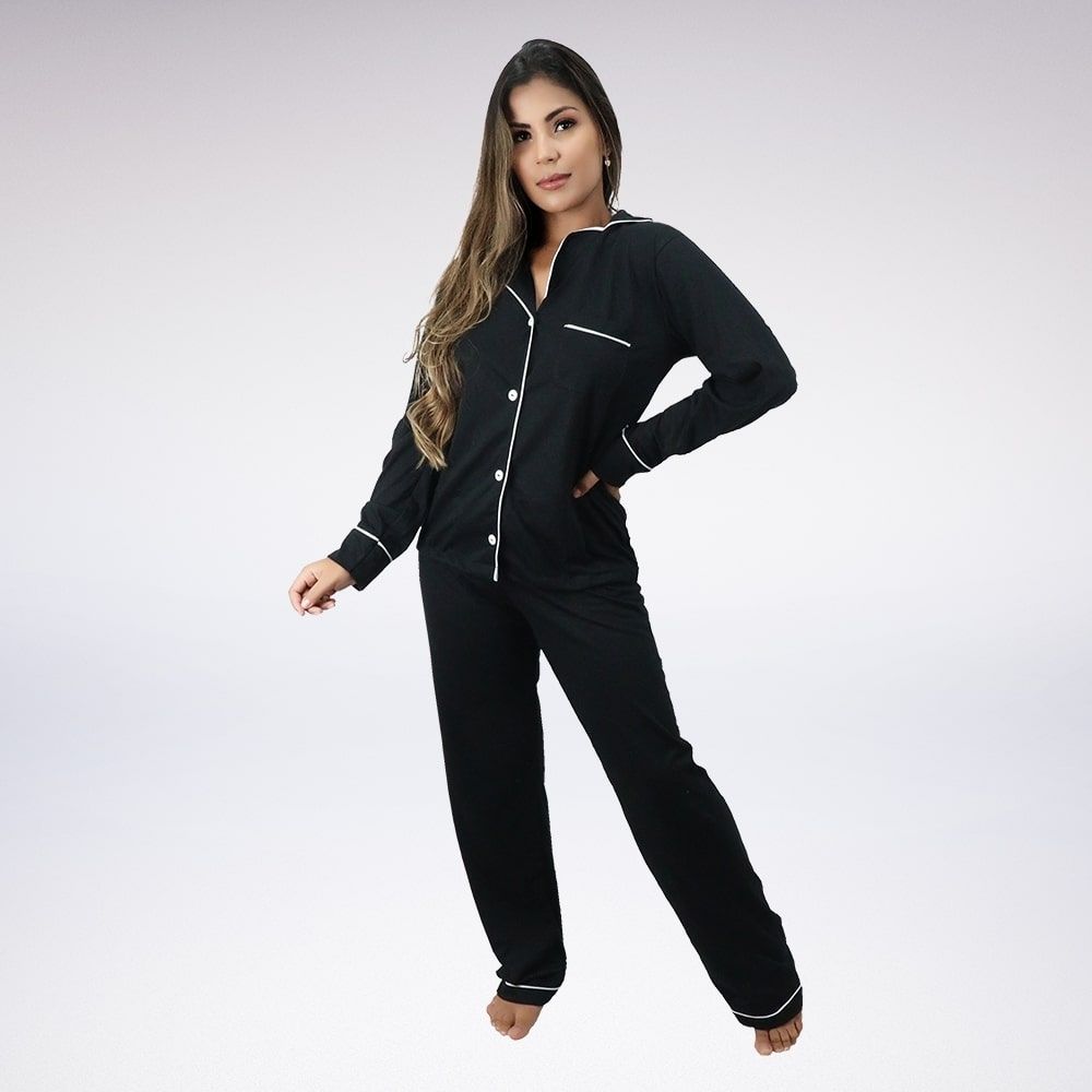 pijama feminino suede liso