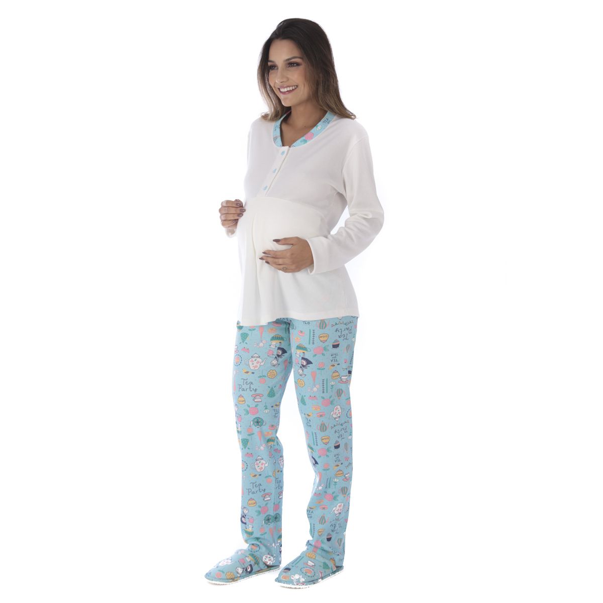 pijama maternidade manga longa