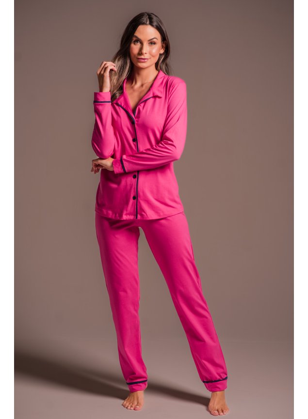 conjunto pijama rosa estampado