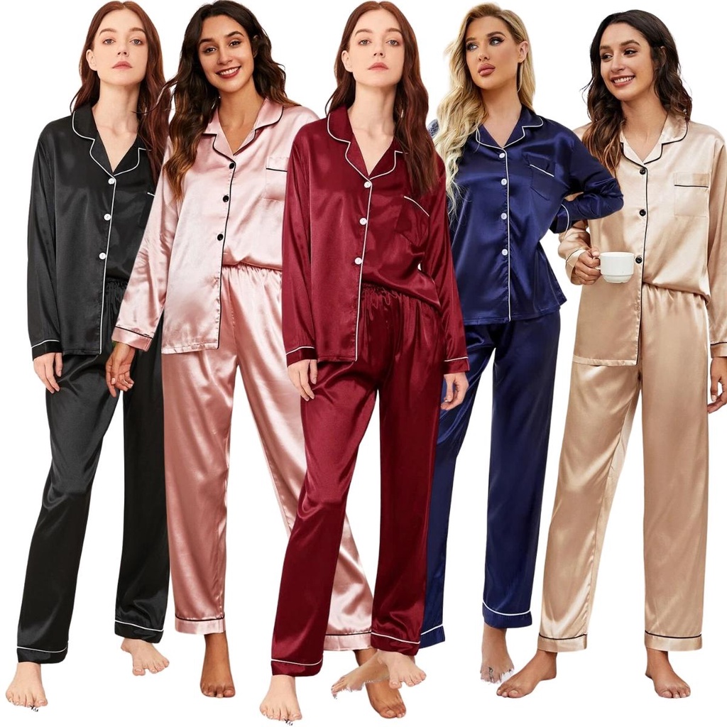 pijama feminino seda longo