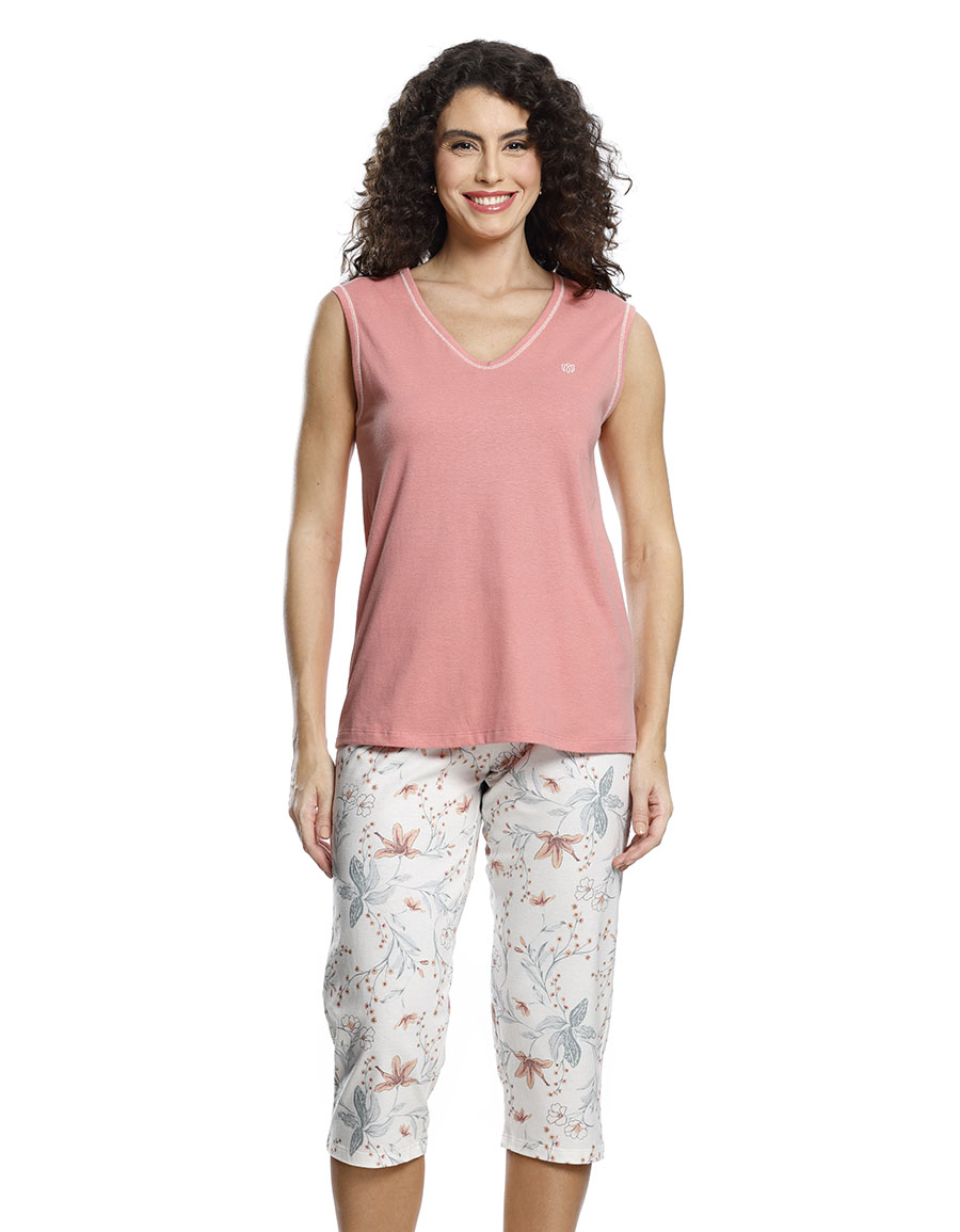 pijama de viscose sem manga