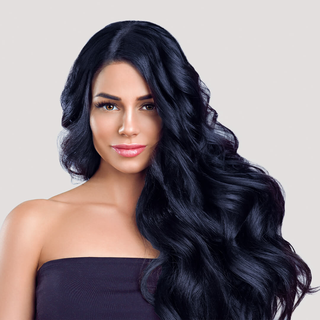 cabelo preto azulado