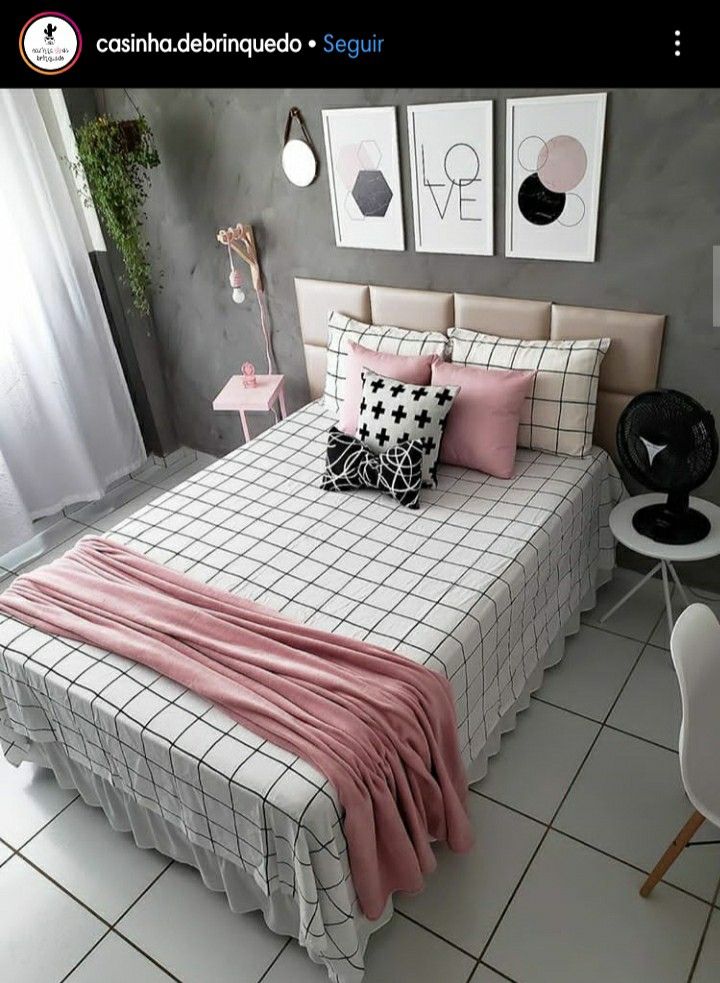 quarto cinza e rosa casal