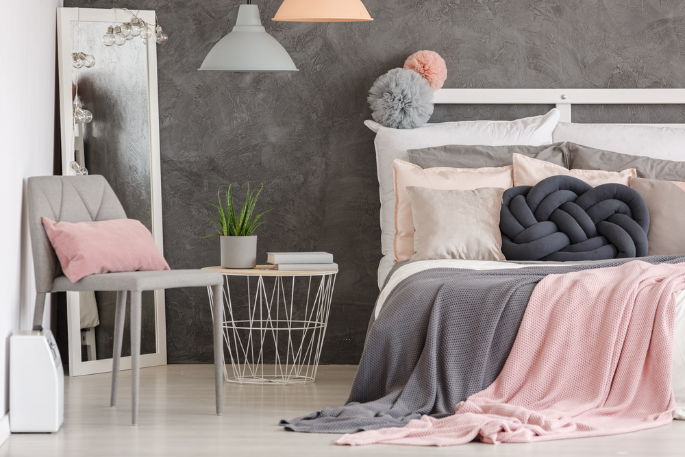 quarto cinza e rosa casal