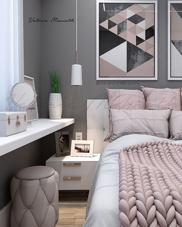 quarto cinza e rosa feminino