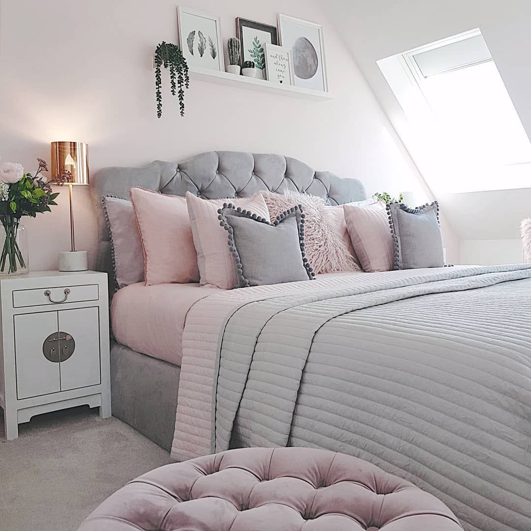 quarto rosa e cinza moderno