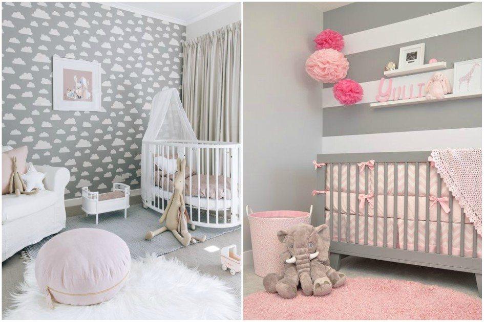 quarto cinza e rosa feminino