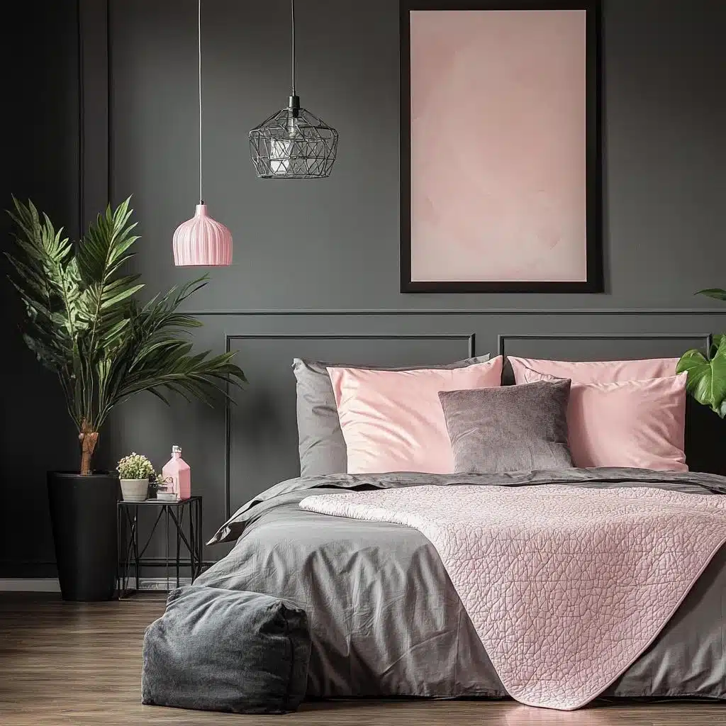 decoração quarto cinza e rosa