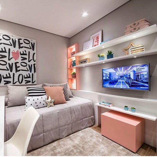 cores para quarto cinza e rosa