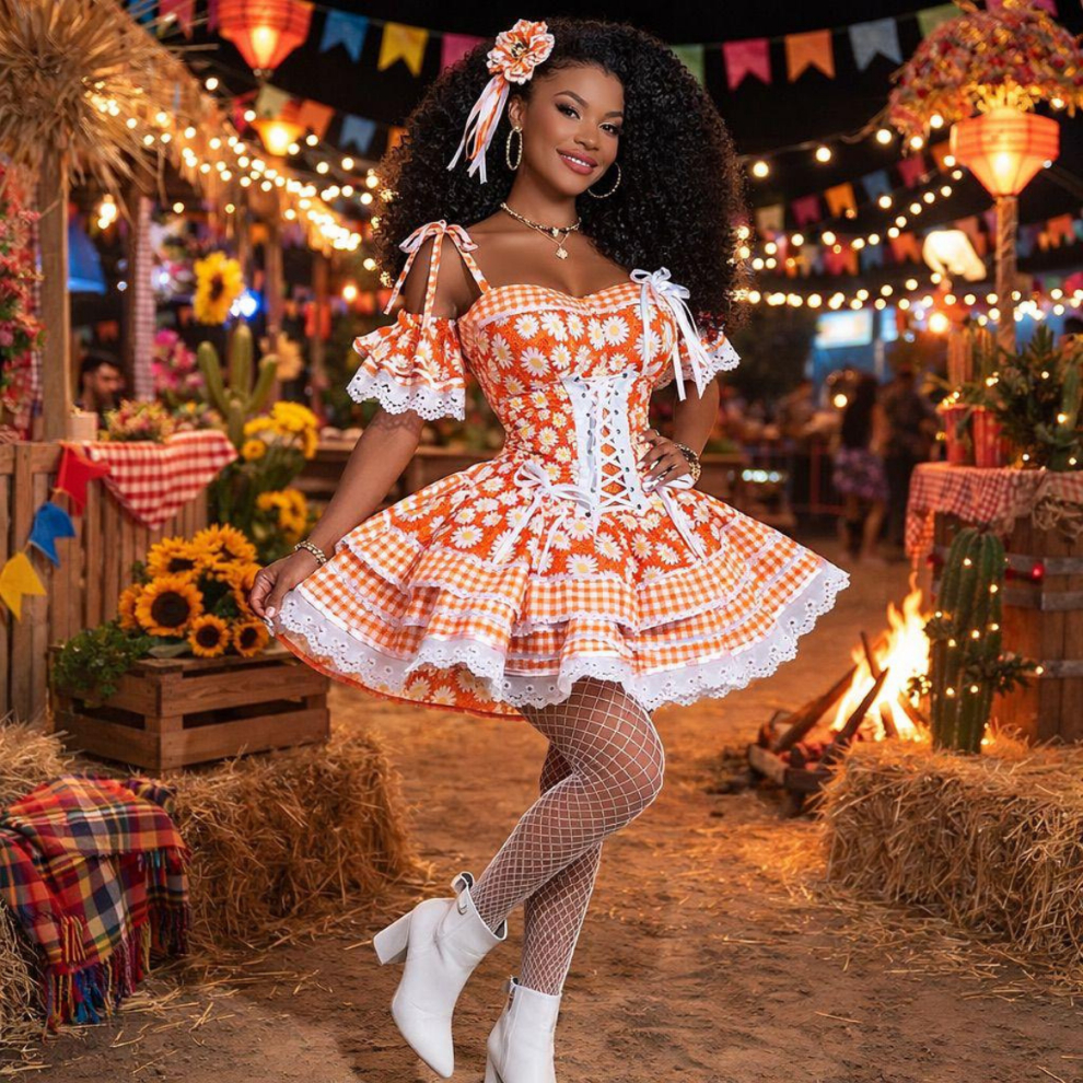 vestido de festa junina feminino