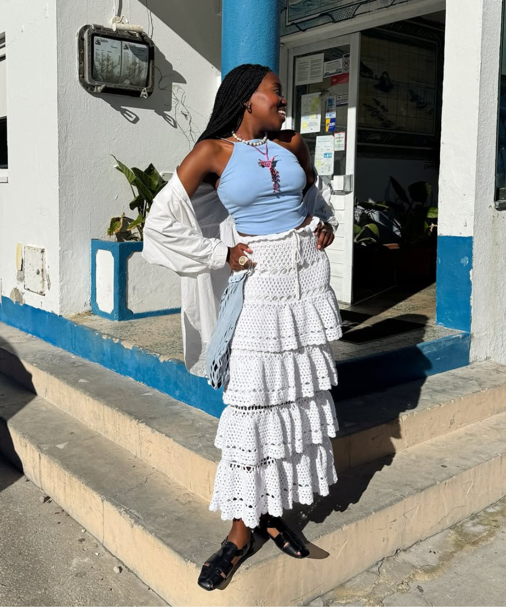saia de crochê elegante