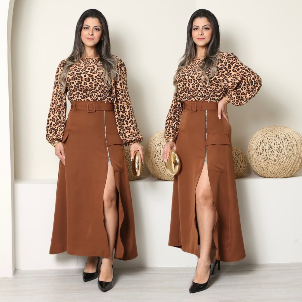 looks com saia longa e bota