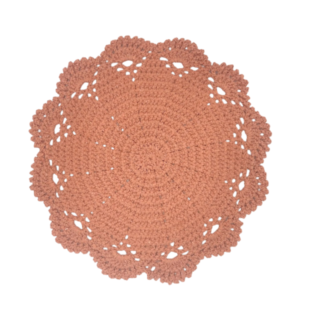 sousplat de crochê hexagonal