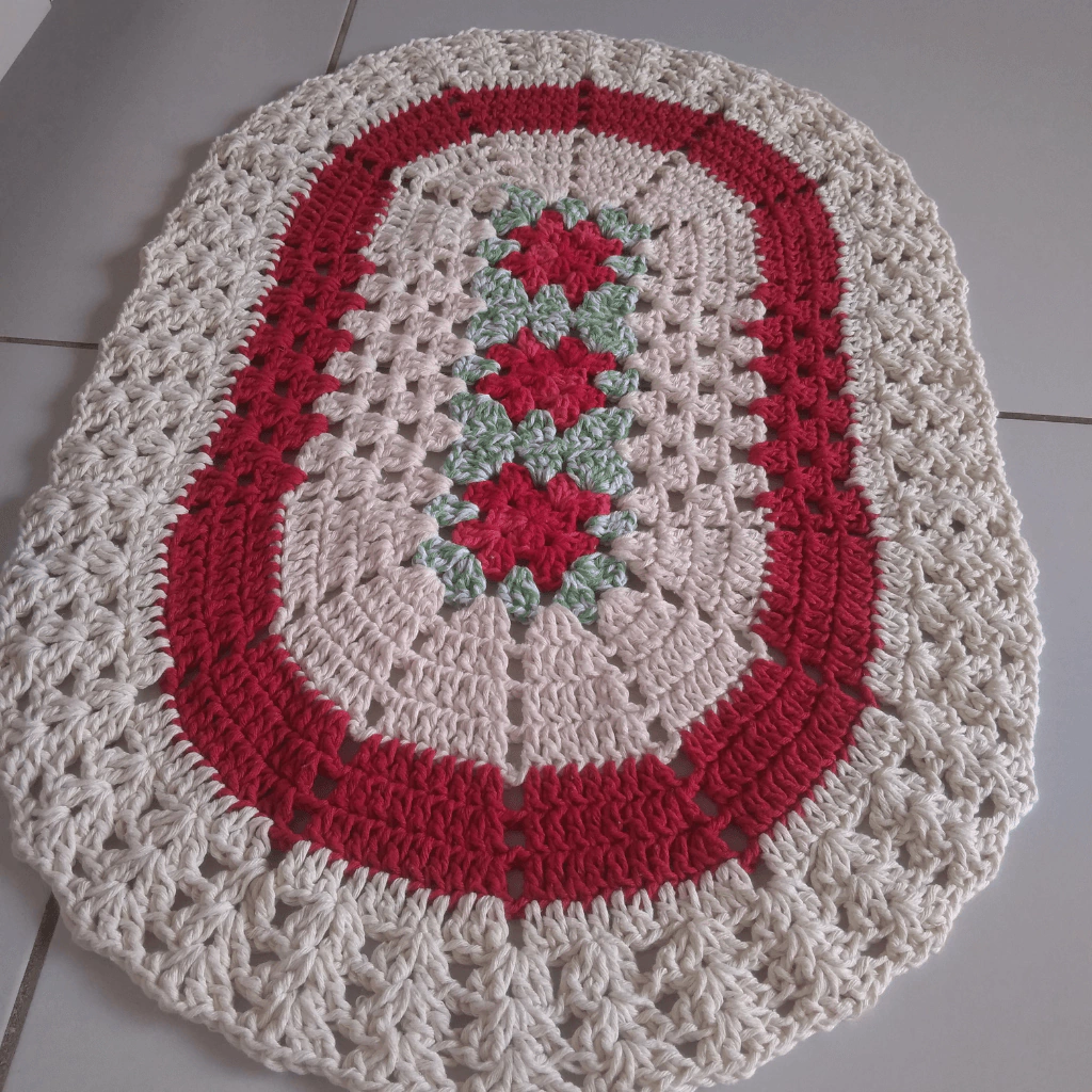 tapete hexagonal crochê
