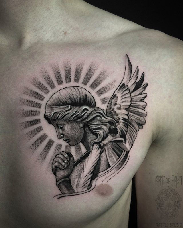 tatuagem anjo com rosa