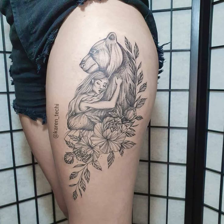 tatuagem urso preto e branco