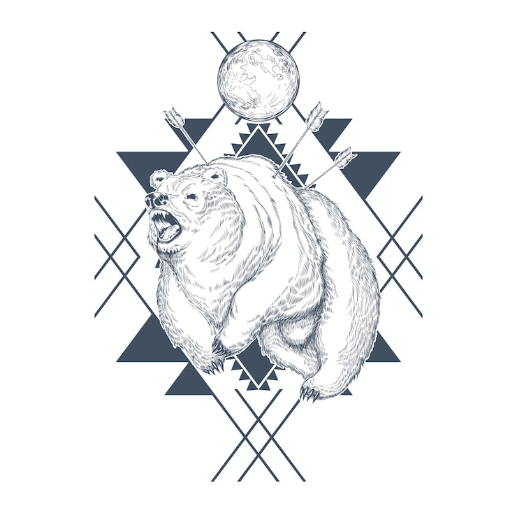 tatuagem urso mãe e filhote