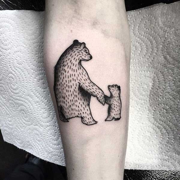 tatuagem urso geométrica feminina