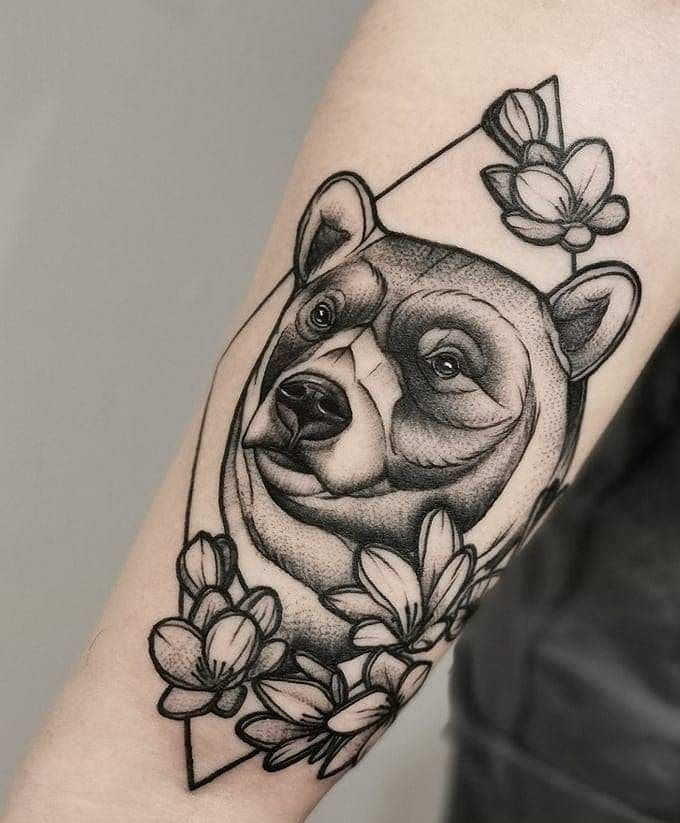 tatuagem urso mãe e filhote