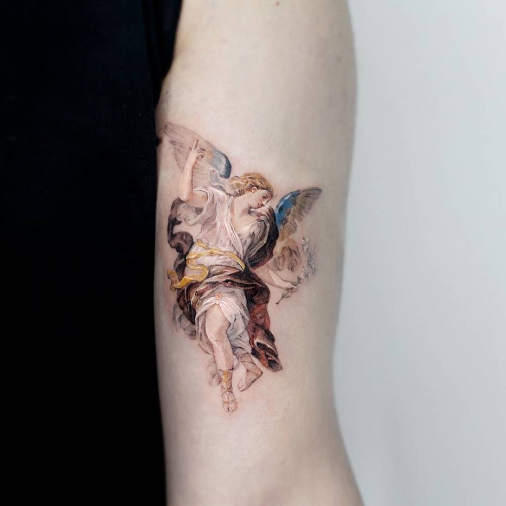 tatuagem anjo com trombeta
