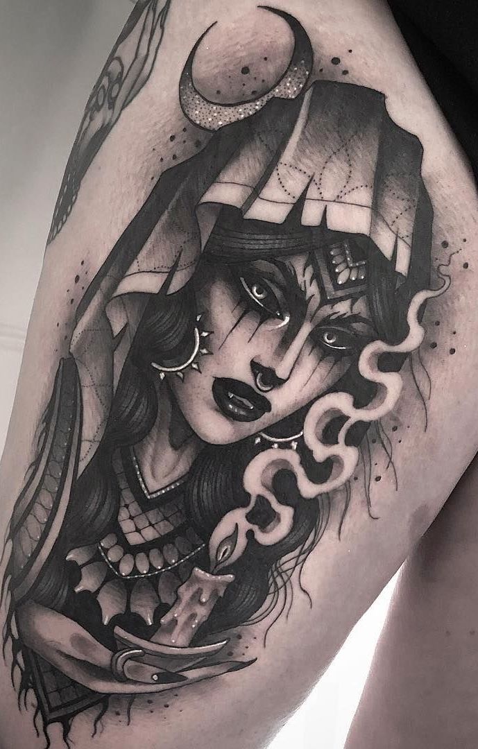 tatuagem de bruxa moderna
