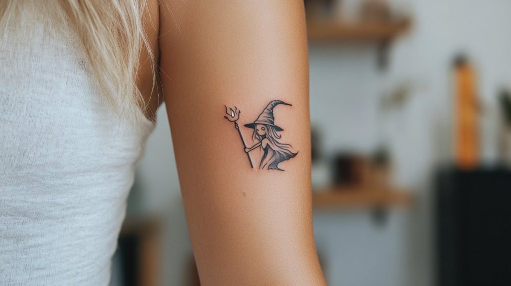 tatuagem de bruxa minimalista