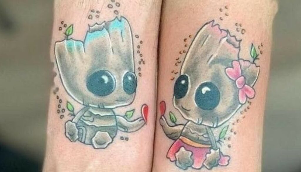 tatuagem de casal fine line