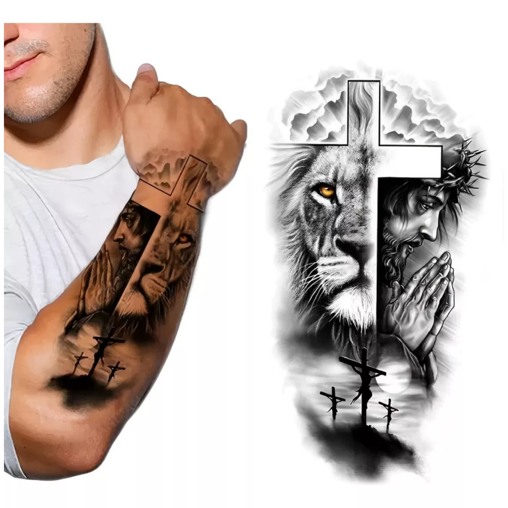 tatuagem de cruz grande braço