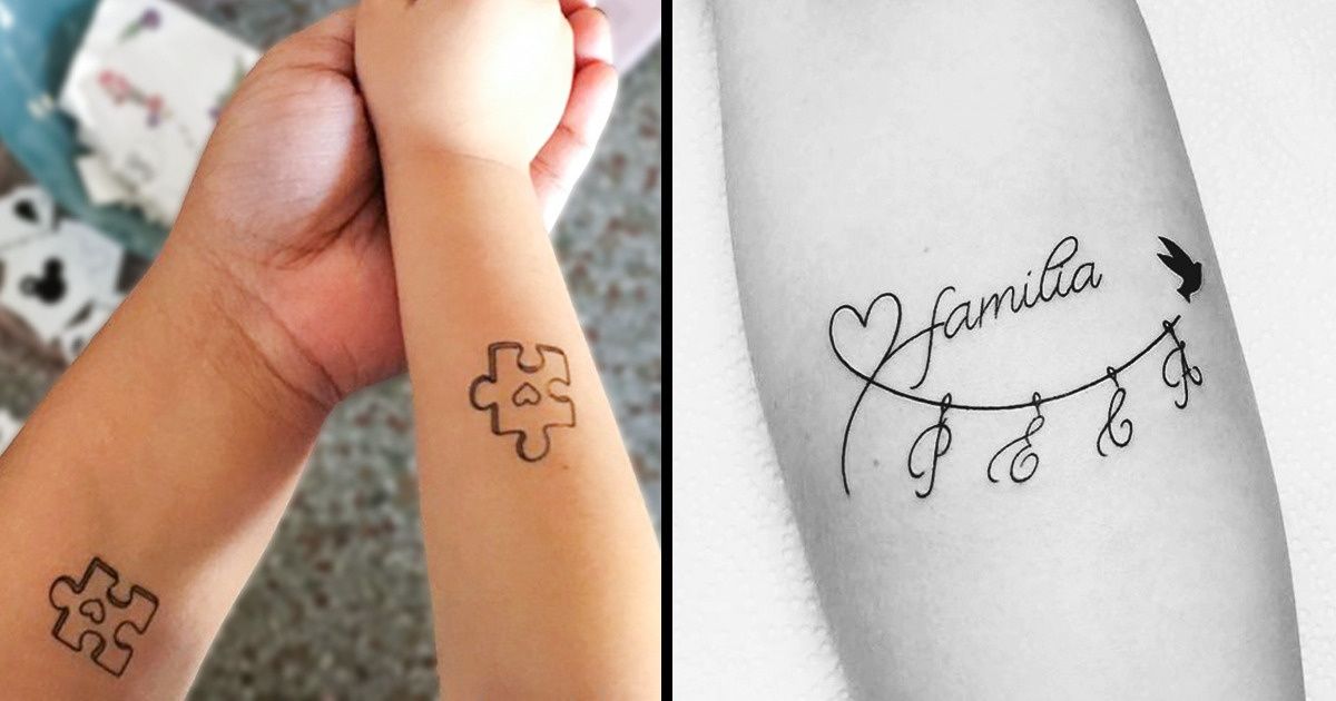 tatuagem de casal com filhos