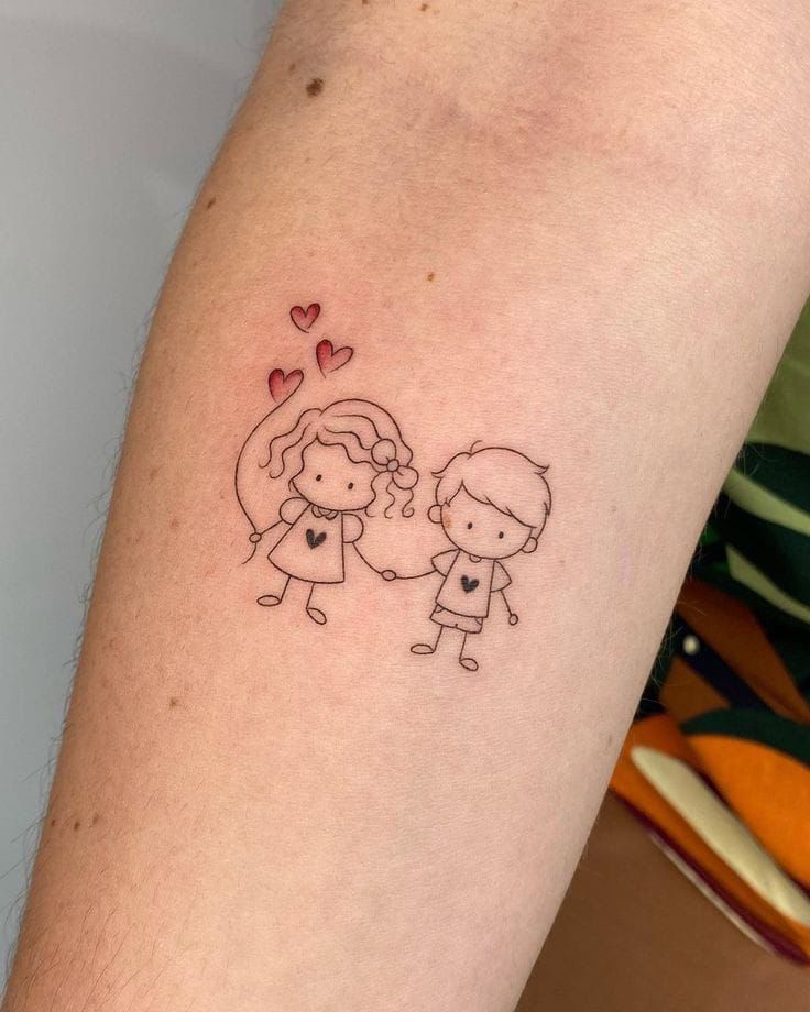 tatuagem filhos casal delicada