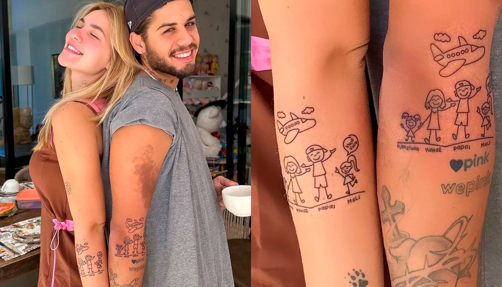 tatuagem filhos casal coordenadas
