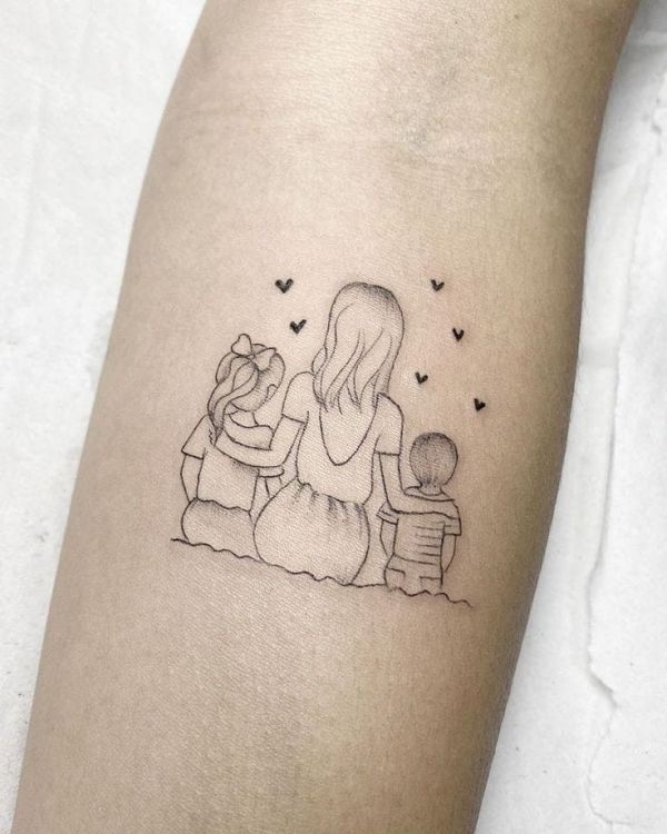tatuagem filhos casal estilo aquarela