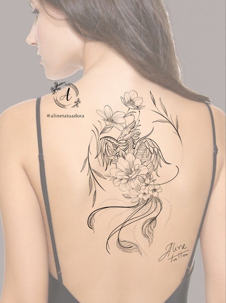 tatuagem de fênix na costela