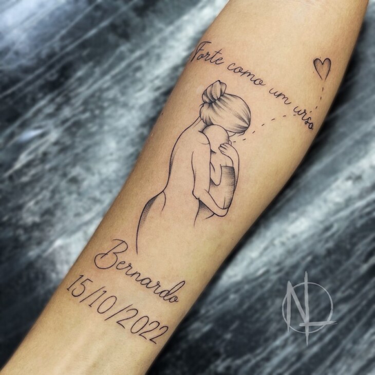 tatuagem nome filho fineline