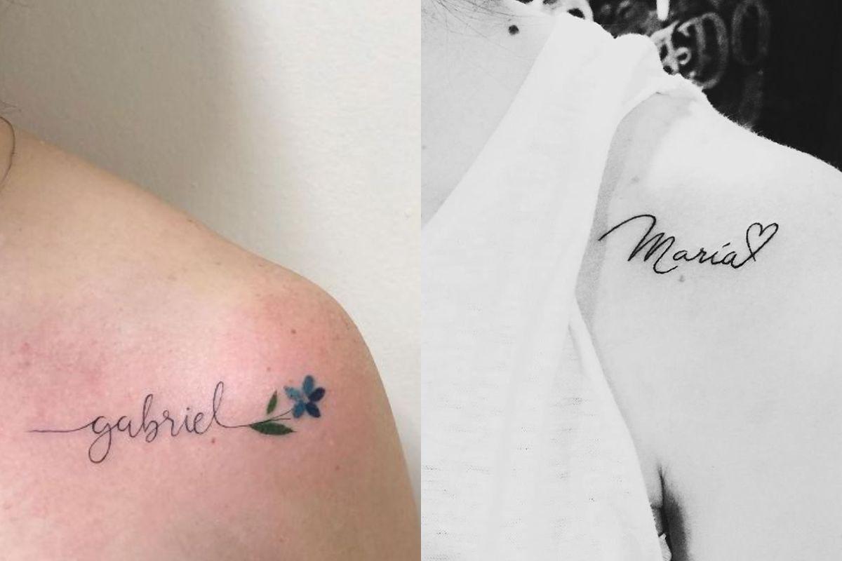 tatuagem nome filho minimalista