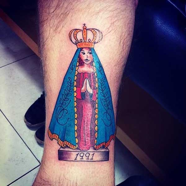 tatuagem Nossa Senhora Aparecida minimalista