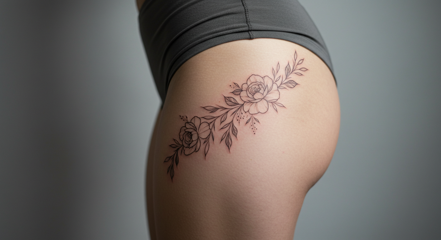 tatuagem de flor na bunda