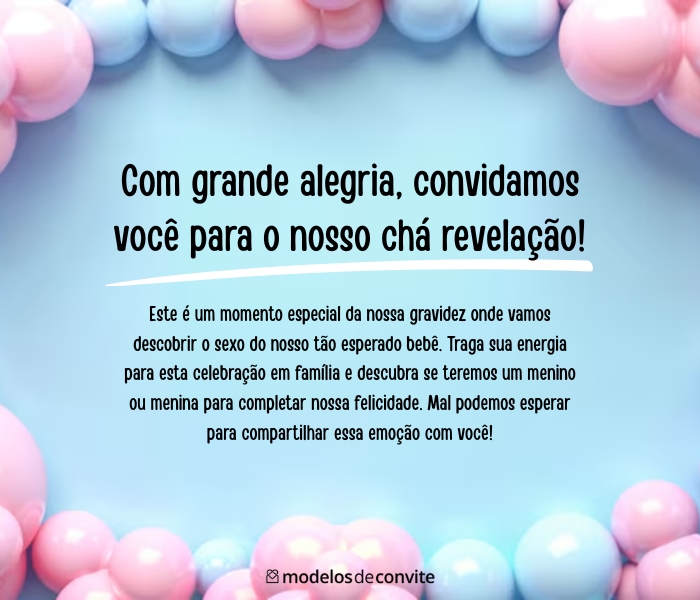 mensagem do bebê chá revelação