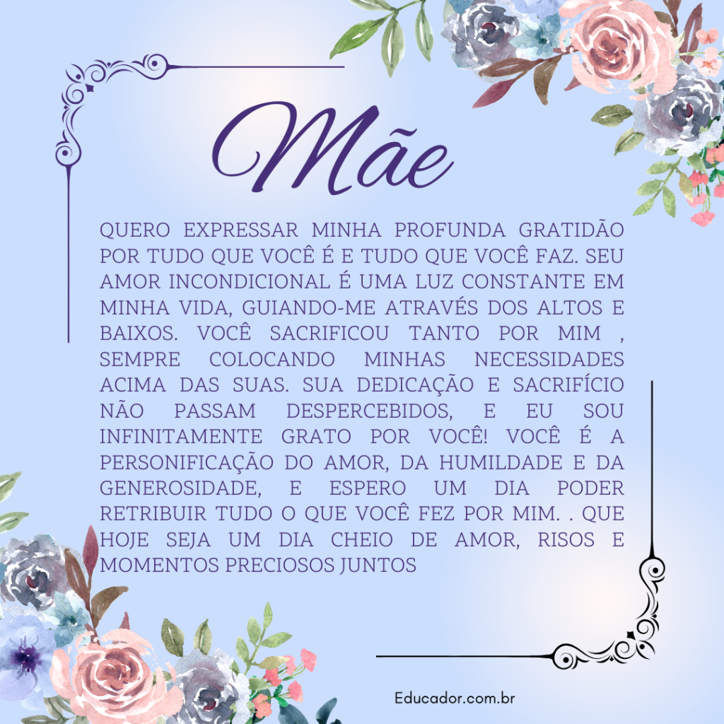 como emocionar a mãe com palavras