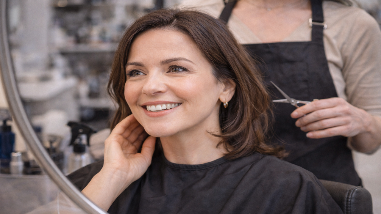 corte de cabelo medio com franja