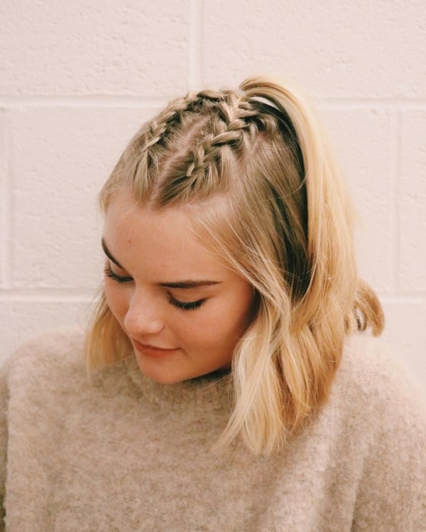 penteado com trança frontal