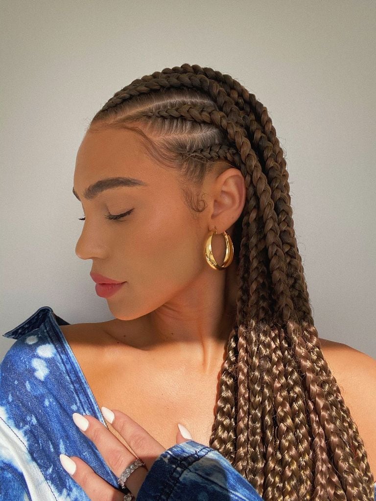 Trança raiz com box braids