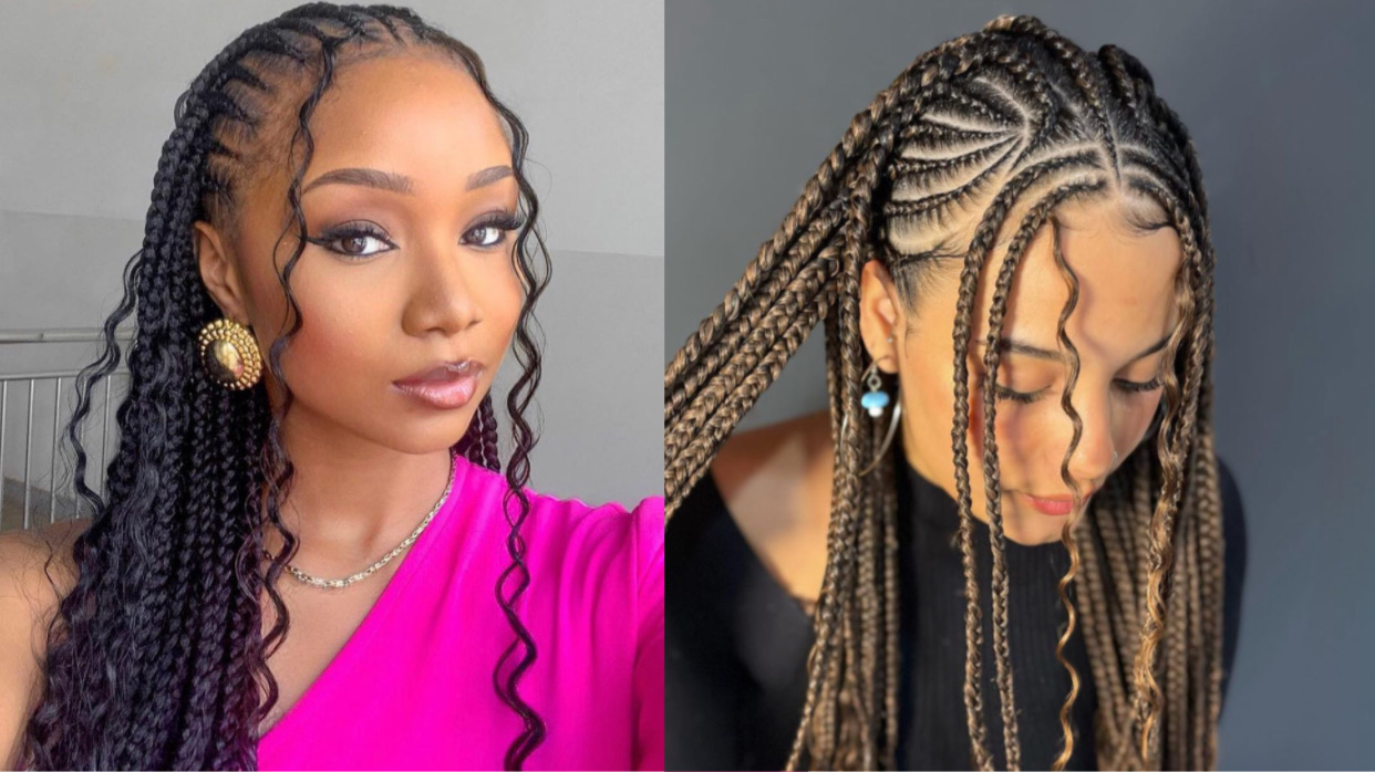 Cornrows com box braids