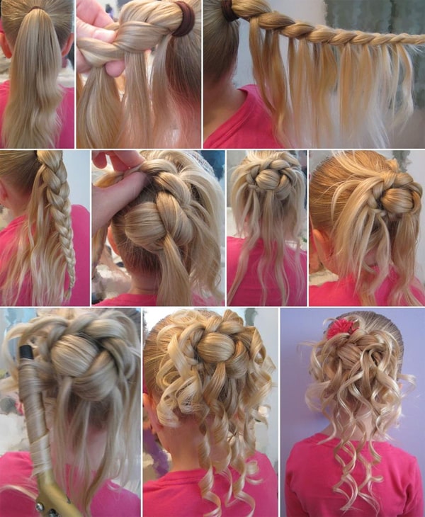 penteado infantil para cabelo cacheado com elástico