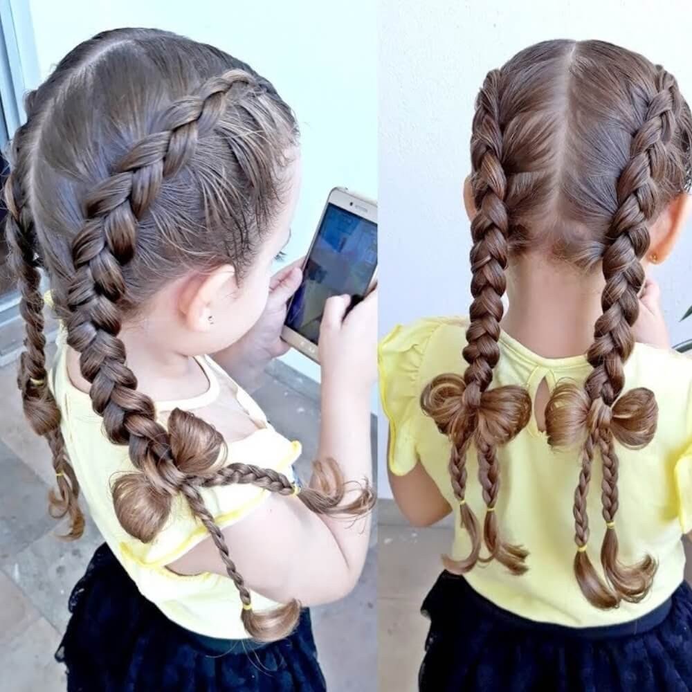 penteado infantil com elástico e trança falsa