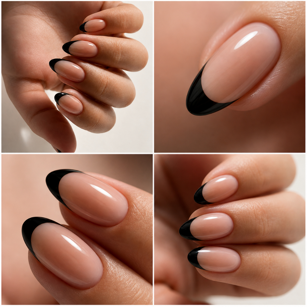 nail art preta e nude
