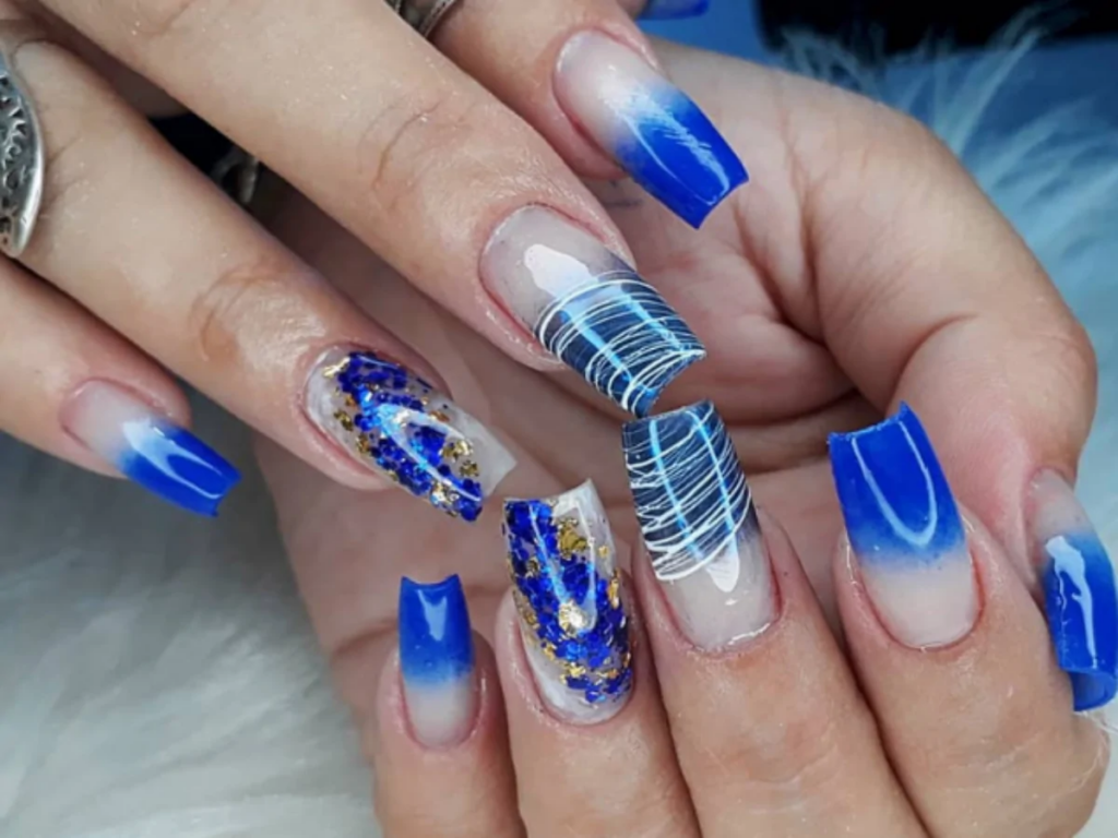 tutorial unha azul bebê