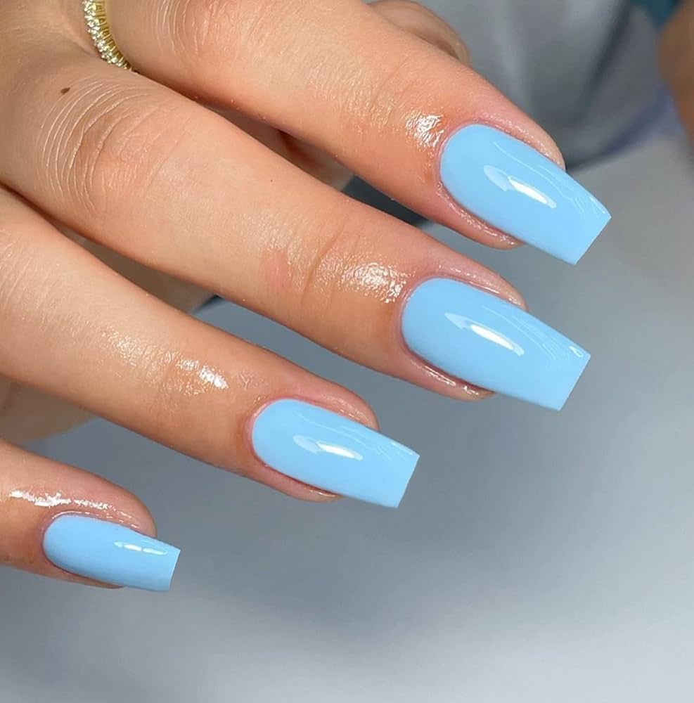 unha azul bebê francesinha
