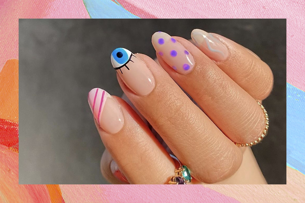 unhas com flores