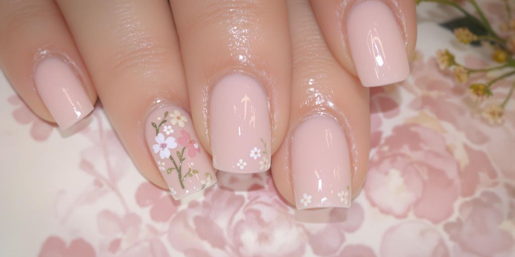 unha de gel decorada amendoada rosa